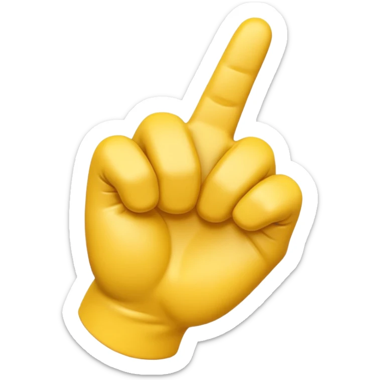 A 3D Apple-style yellow hand emoji, closed fist with thumb pointing backward over the shoulder direction, smooth rounded shape, shiny surface, clean minimal background. AND MOTİON LİNE sticker