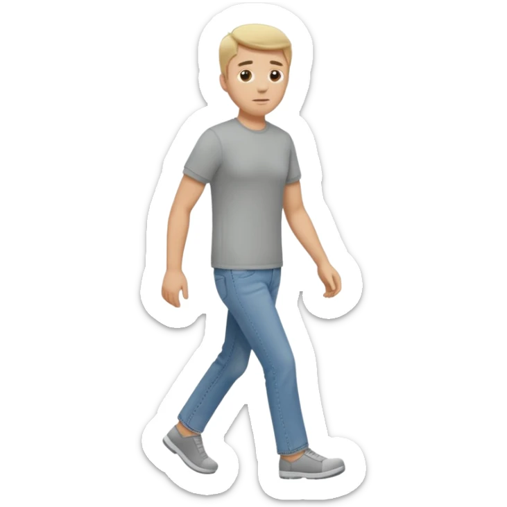 White male walking to the left full body in jeans and grey t-shirt sticker