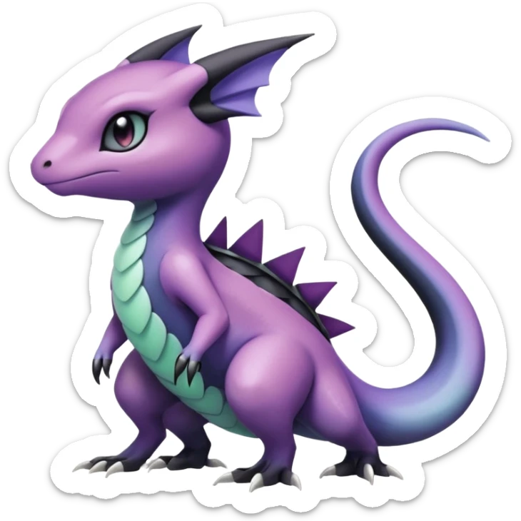 Violet-purple-black-white-gradients Meloetta-Larvitar-Axew-Salandit-Pokémon-Fakémon-creature sticker