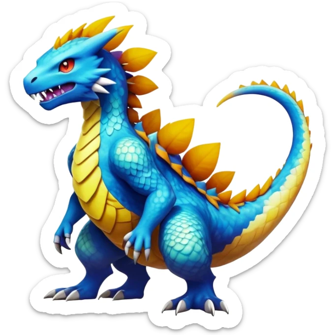 Colorful Vibrant Unique Pokémon-Digimon-Monster-Beast-Fakémon-hybrid-creature (full body) sticker