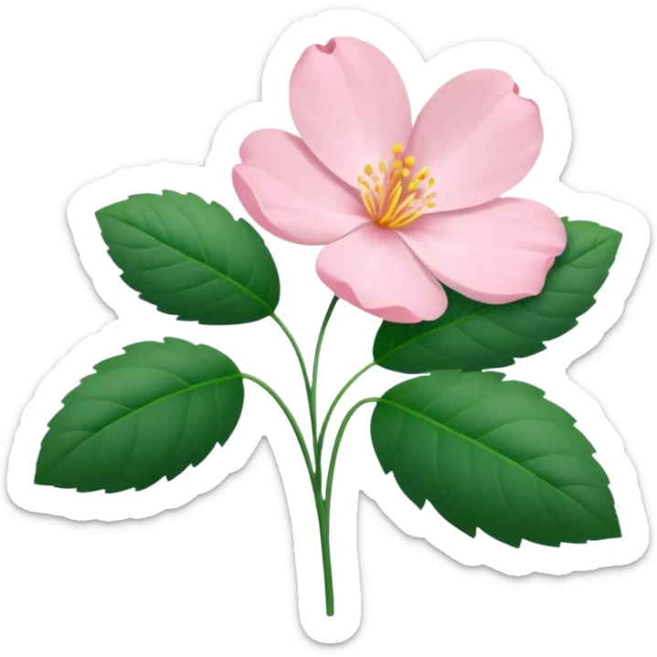 Aesthetic flowers and plants growing from the ground in colours of soft pink matching the deep green leaves (to describe/match with the word flourish) sticker