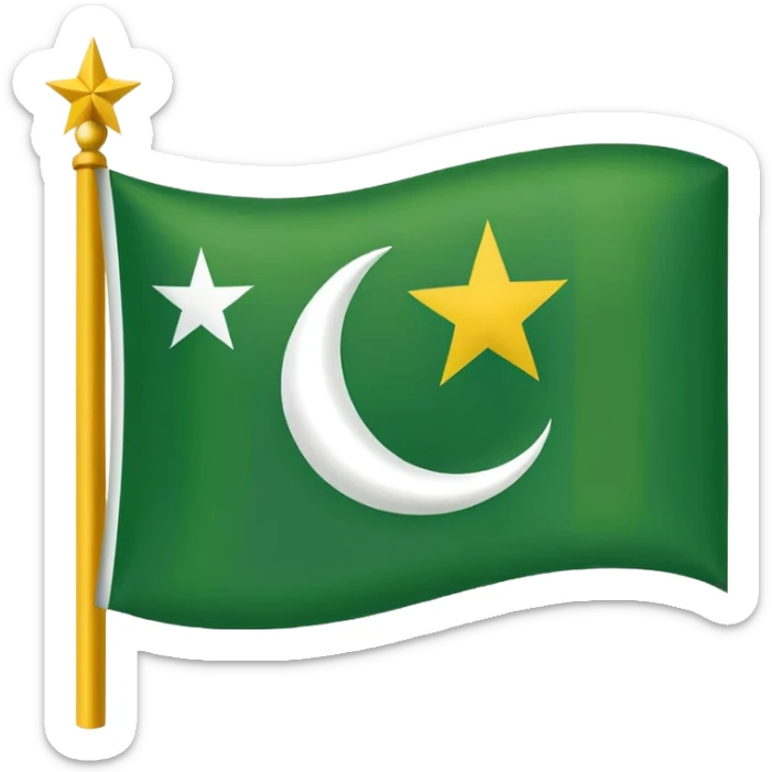 Flag of Kashmir it h crescent and star and of yellow, green and white colours  sticker