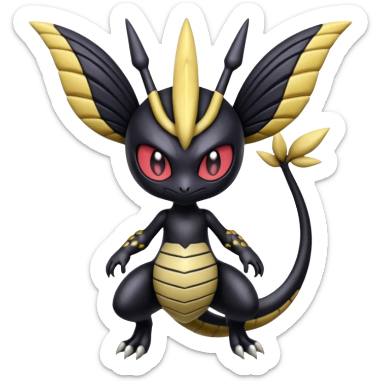  scary dark evil gloomy Meloetta-Giratina-Noibat-Pokémon-Fakémon-fusion-hybrid-creature sticker