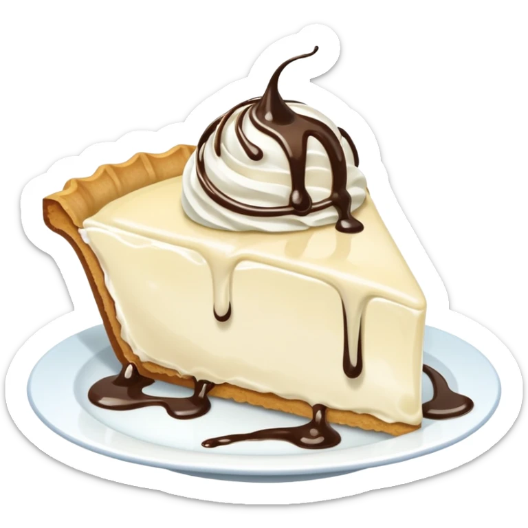 Slice of pale cream pie with melted ice cream dripping off of it sticker