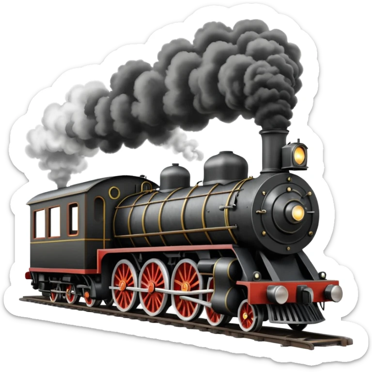 straight on view of an old-fashion steam train coming down the tracks sticker
