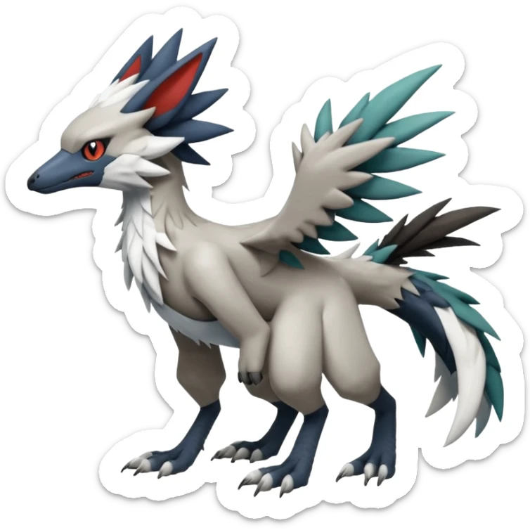Sergal-Trico-Silvally-Pokémon-Fakémon-creature-fusion (full body) sticker