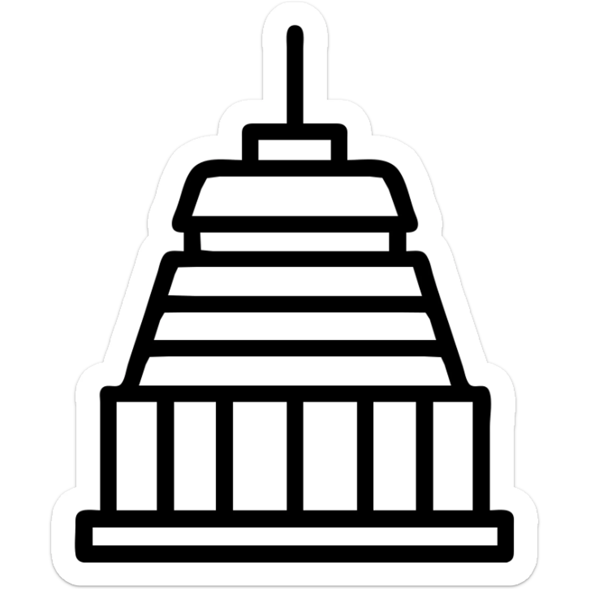 the Beehive Parliament building in Wellington, New Zealand, in a detailed line art style, no text sticker