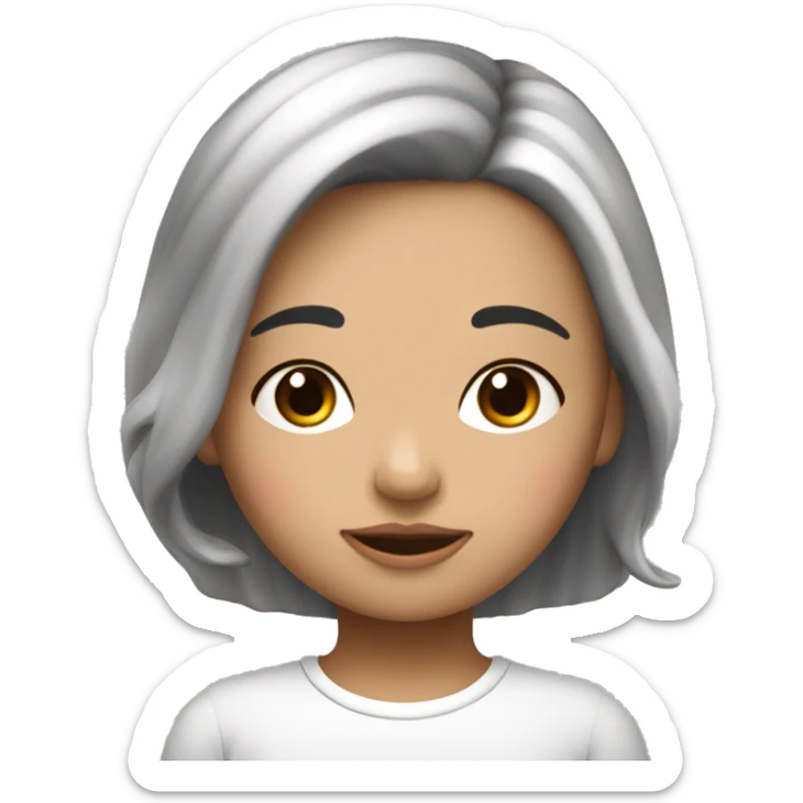 Niña de piel blanca y cabello negro dormida y com una cobija rosada sticker