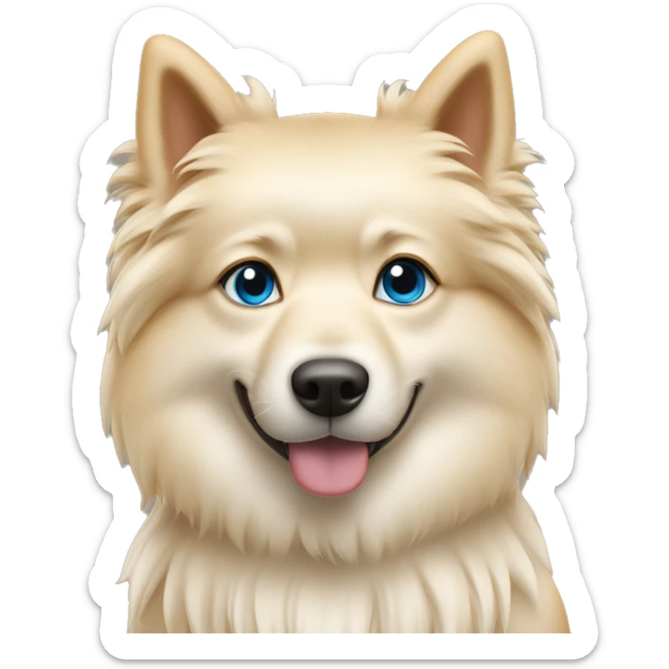 Weißer spitz und Mädchen mit blonden Haaren und blauen Augen sticker