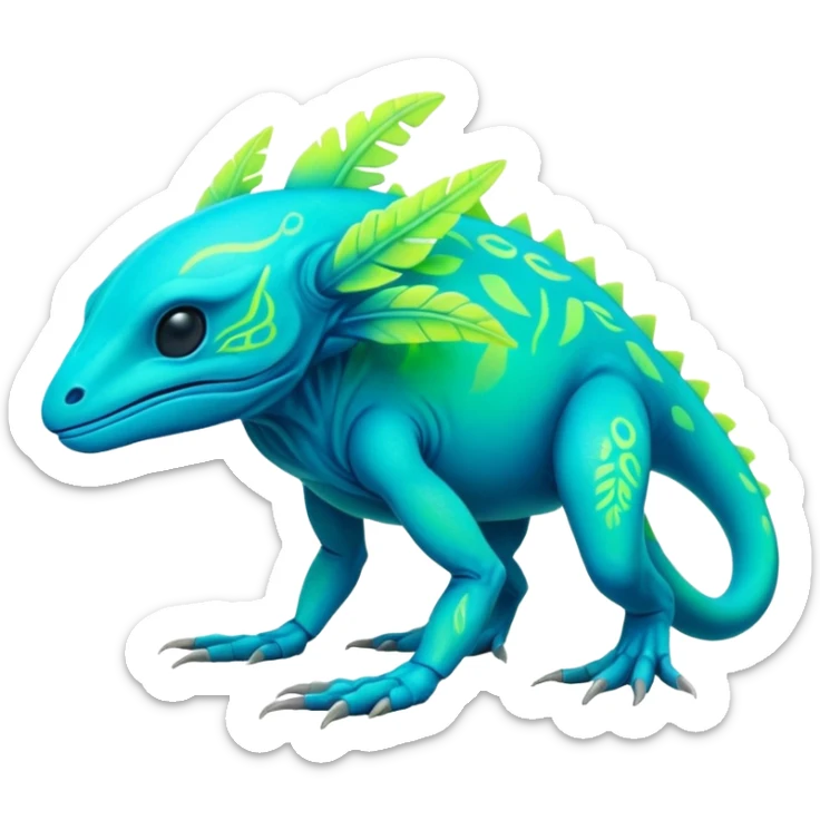 Tropical futuristic lush neon Fionbri-Vernid-Trico-creature (full body) sticker