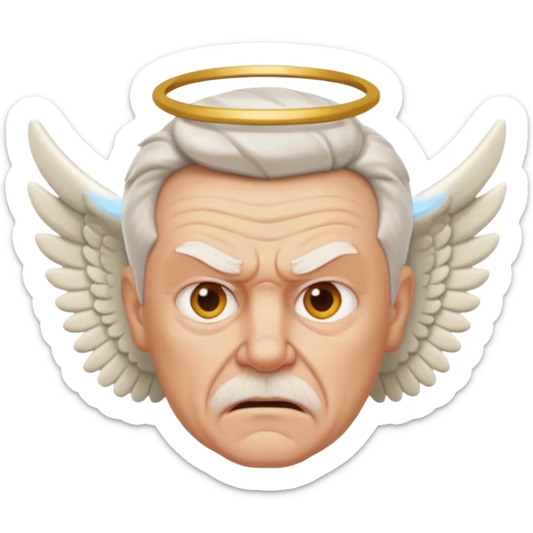 Angry older white male Italian animated angel I don't want a real face sticker