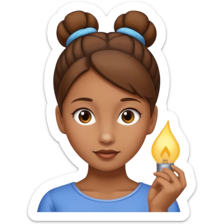 Girl with light brow skin and brown hair in a single bun sticker