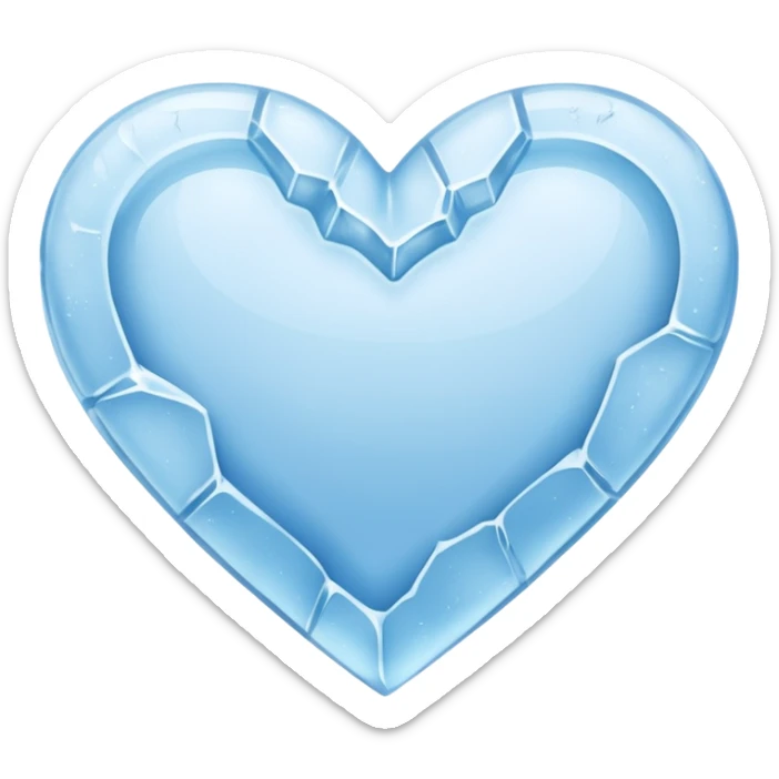 a flat heart that appears to be chiseled from a block of ice. Frost seems to grow on it sticker