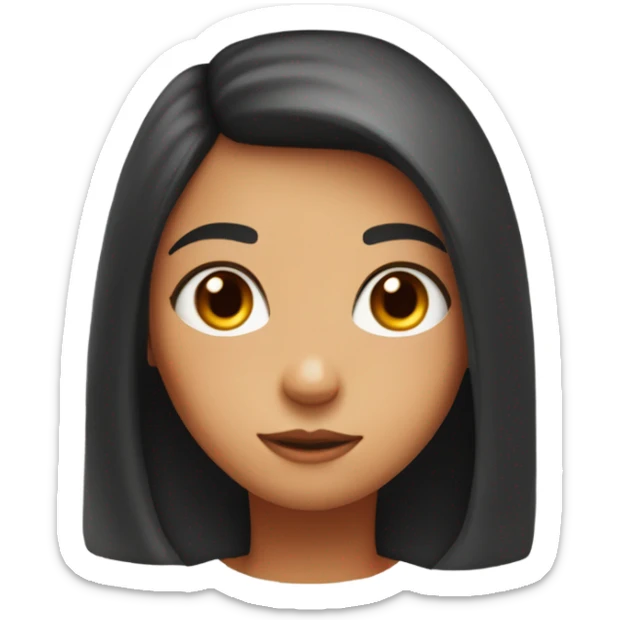 girl with dark hair and orange t-shirt, white skin, a little bit of redness on the cheeks and in her tshirt is written the word: a16z sticker