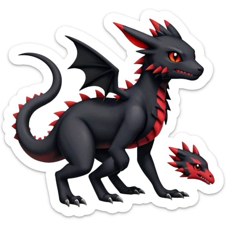 Gothic Edgy Badass Gloomy Cute Dark Guilmon-Salandit-Umbreon-Fakémon-hybrid-creature (full body)  sticker