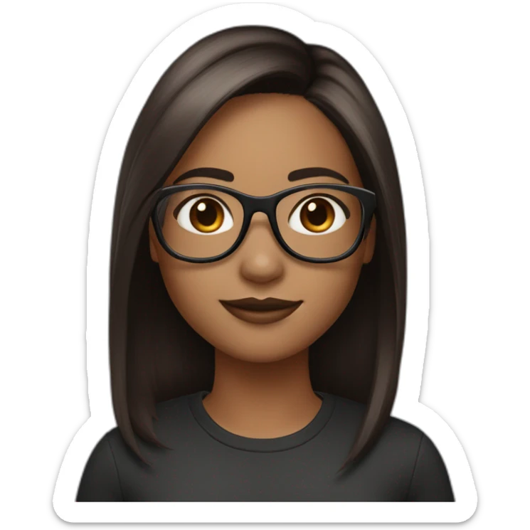 medium skin girl with rose gold glasses and black to brown hair sticker