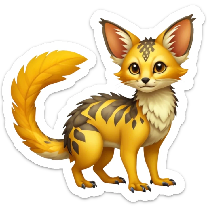 Feral Rare Fantasy vibrant tropical Vernid-Trico-species by LiLaiRa, random markings, tufted tail, tufted ears, full body sticker