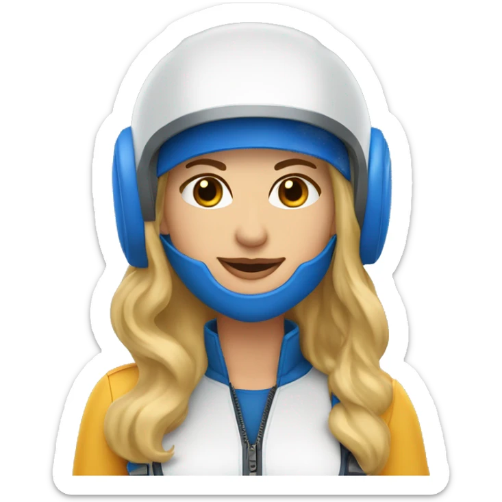 Pretty Honey blonde woman fair skin in blue helmet and blue flight jumpsuit  sticker