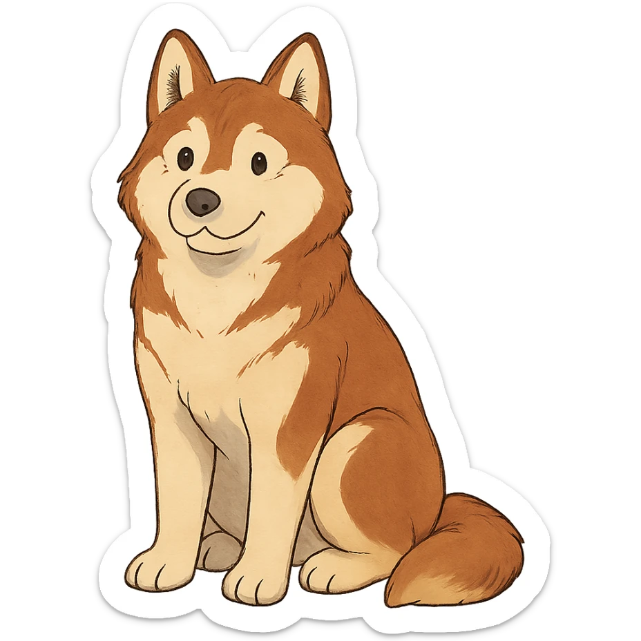 cute red-brown siberian husky sitting sticker