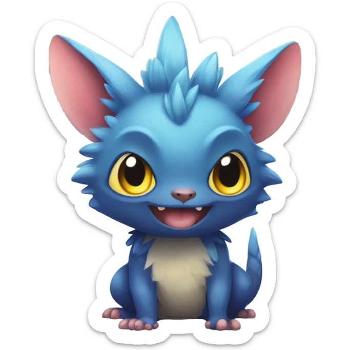 Colorful cute adorable cool furry anthropomorphic painted Fakémon-Pokémon-Trico-Vernid-creature sticker