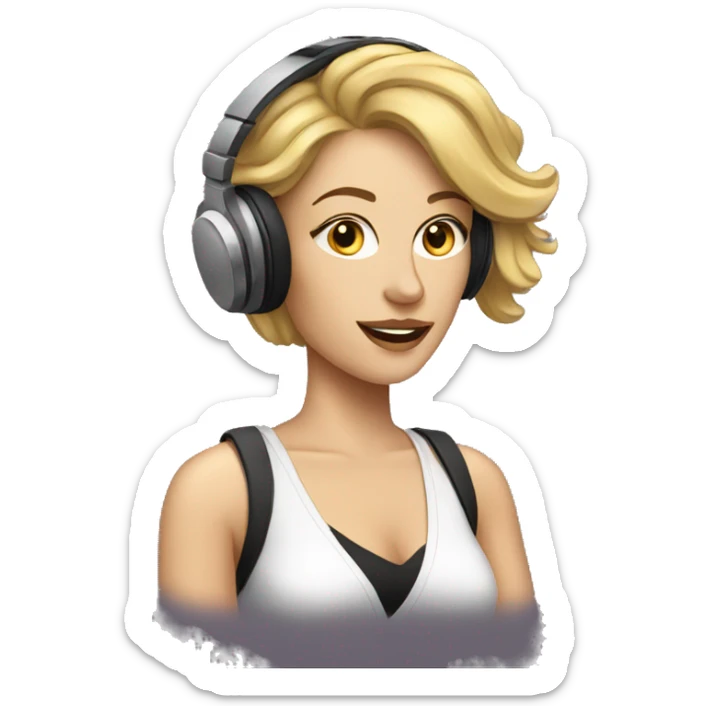 white woman music producer with headphones sticker