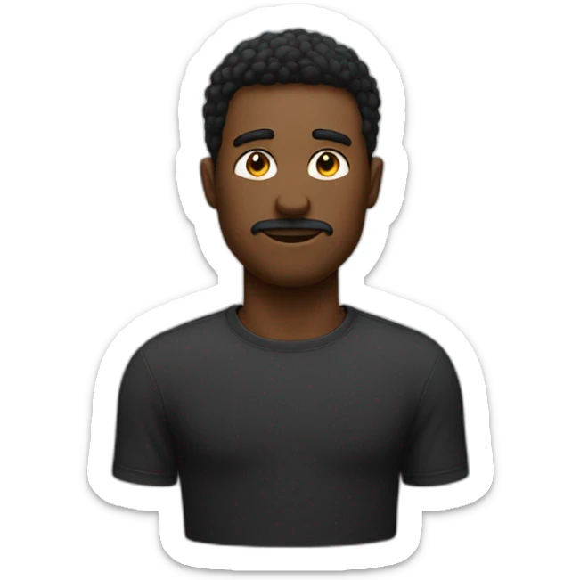 Homme noir choqué, chaque main sur un côté de sa tête, il porte un tshirt blanc sticker