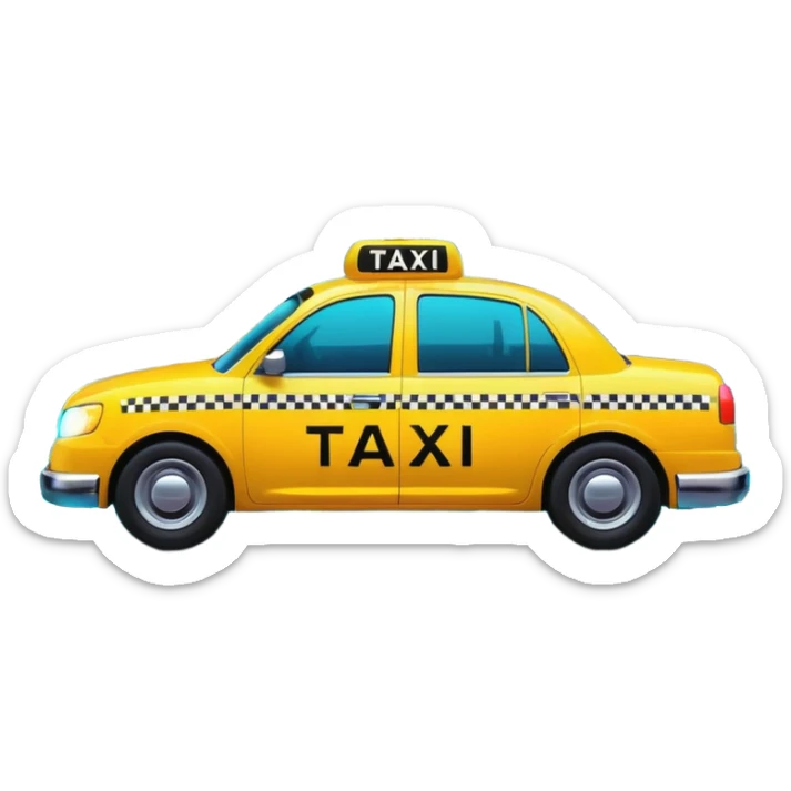 a neon taxi driving in a neon citya neon taxi driving in a neon city sticker