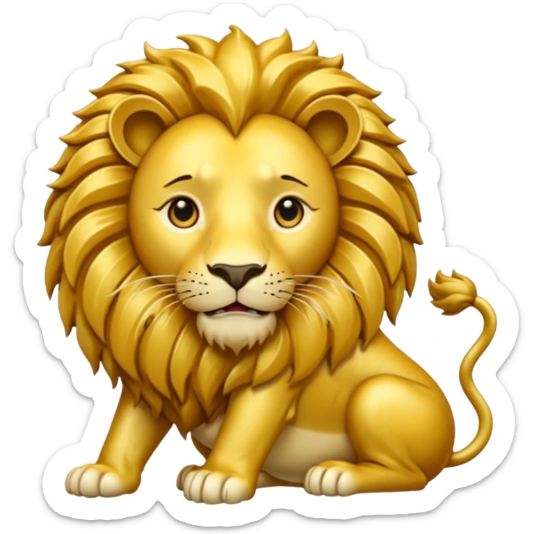 Fais un emoji de pièce d'or avec l'inscription F dessus et un lion très détaillé sticker