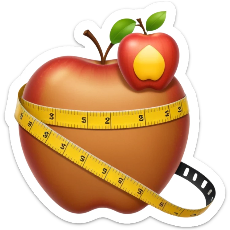 close-up of a waist with a tape measure, apple style emoji sticker