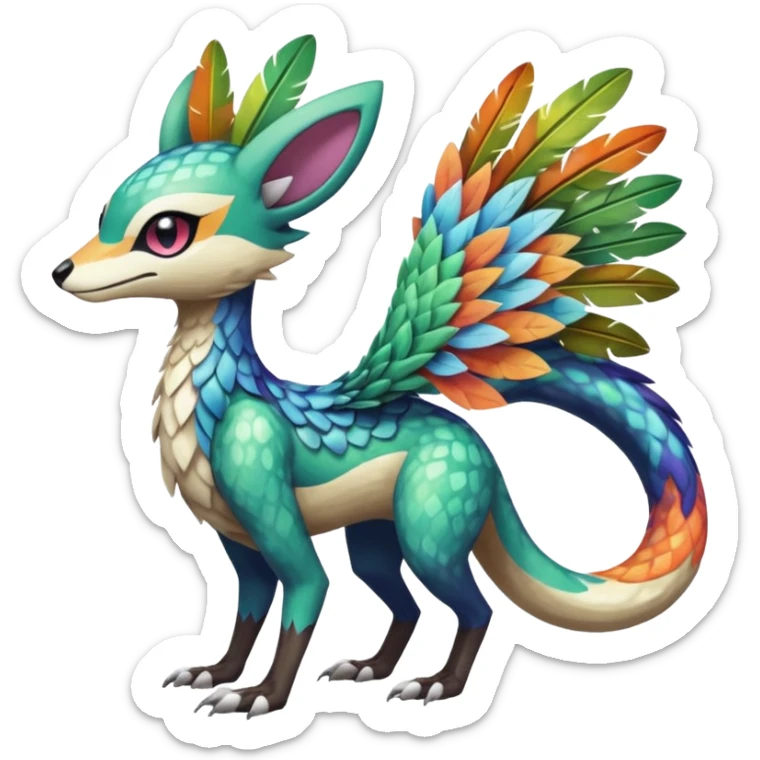 Colorful Exotic Meloetta-Trico-Vernid-Sergal-Pokémon-Fakémon-creature sticker