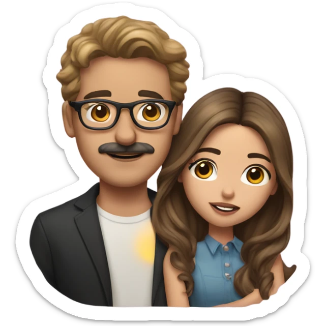 Guy with light brown hair, a mustache, and glasses kisses girl who looks like madison beer sticker