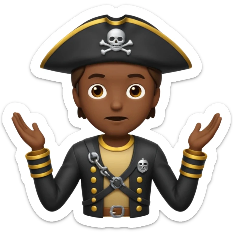 animated emoji for a player called prophet of doom I Dont Know shruging emote needs to be white male space pirate themed and dark sticker