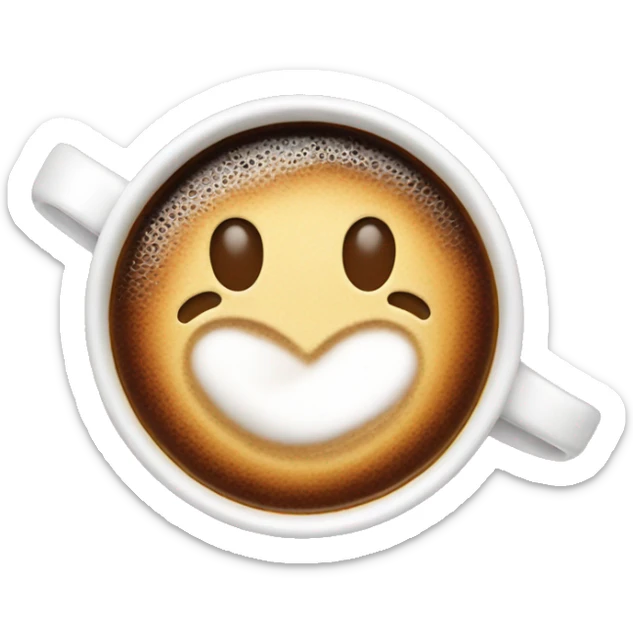 emoji cup of coffee with foam in the shape of a heart sticker