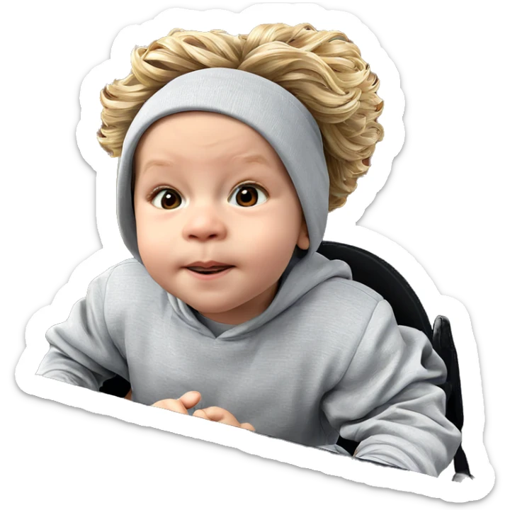 playful boy with blonde hat sticker