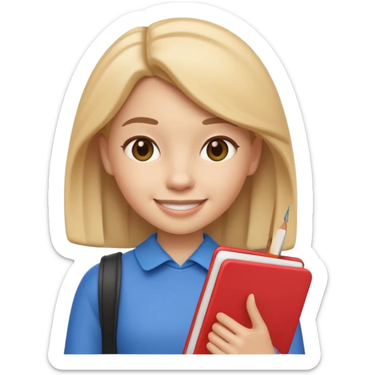 A 3D emoji with a apple Memoji style that the depicts a person who is learning to become a fashion designer as her highchool extended profile. She is young in a highschool age. She has items that are familiar with this job in the field. She is smiling normally sticker
