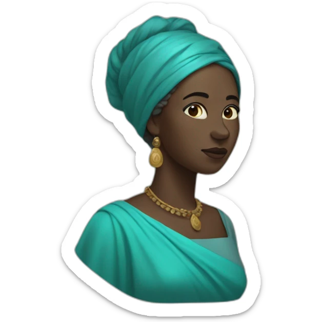 A black woman from 1 th century,short hair, cyan gown sticker