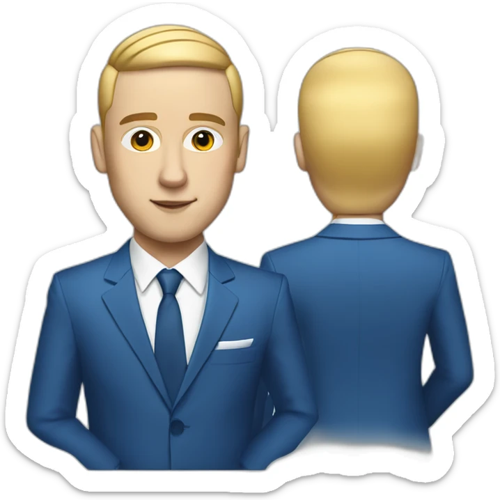 mac miller with a blonde comb over skin fade wearing a blue suit on computer sticker