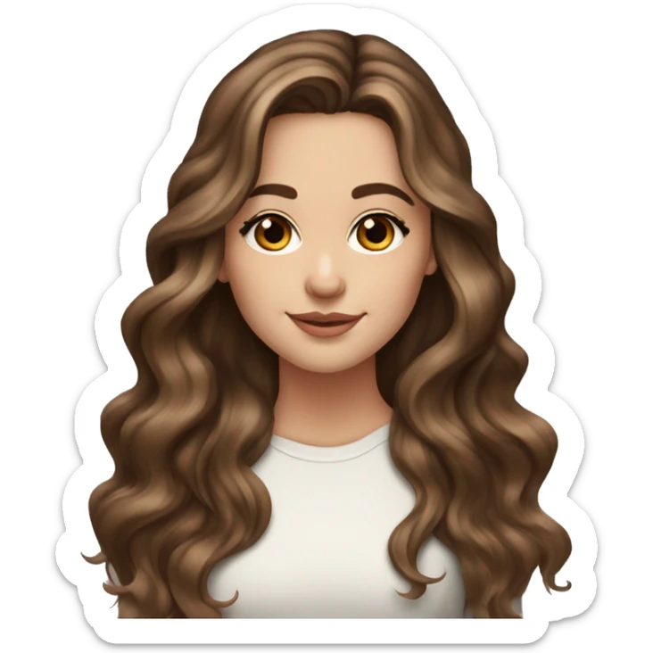 White girl brown eyes with long wavy brown hair with brown highlights balayage  sticker