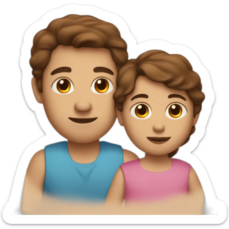 Brown hair man, long Brown hair mother with a baby sticker