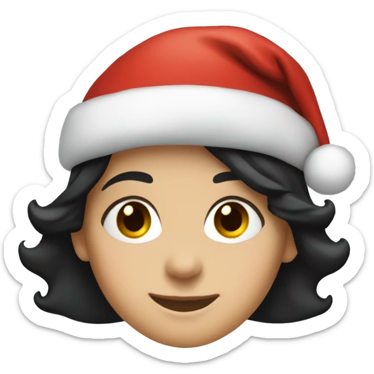 smiling girl with black hair wearing a Christmas hat  sticker