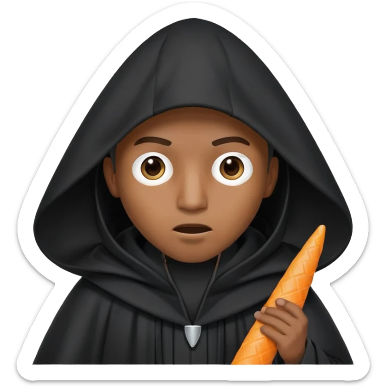 Rapping body gesture black male wearing Tall black robe with cone-shaped hood covering face, two eyes slightly visible through slit.” sticker