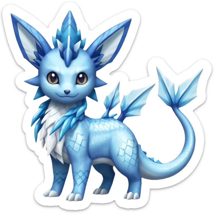 Snowy Flakey Scaly Vaporeon-Glaceon-Suicune-Amaura-Dialga-fusion sticker