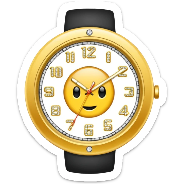Crea un reloj de oro amarillo con muchos diamantes, sin la cara de fondo sticker