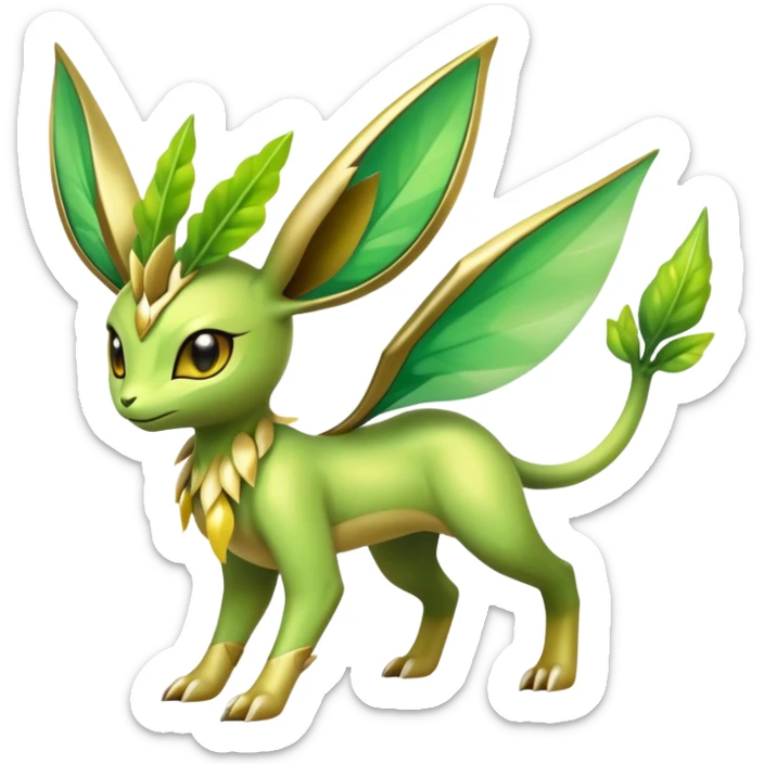 Exotic Tropical Rare Shiny Epic Ethereal Leafeon-Celebi-Flygon-Turtwig-hybrid, full body sticker
