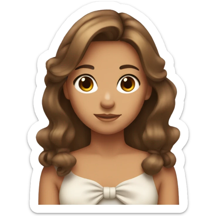 girl with brown hair and tans skin with bow in her hair sticker