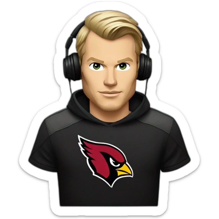 DJ Avicii with a black “Arizona Cardinals NFL shirt” sticker