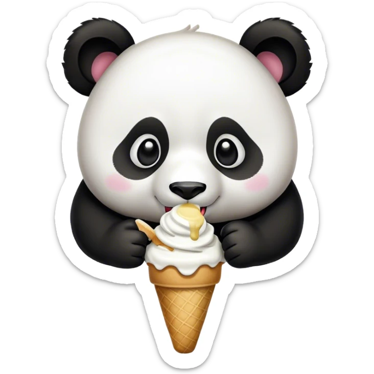 Panda eating ice cream sticker