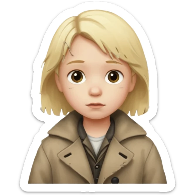 You are a poor child in a small German town, waking each day to the cold streets and the echo of factory whistles that never seem to stop. sticker