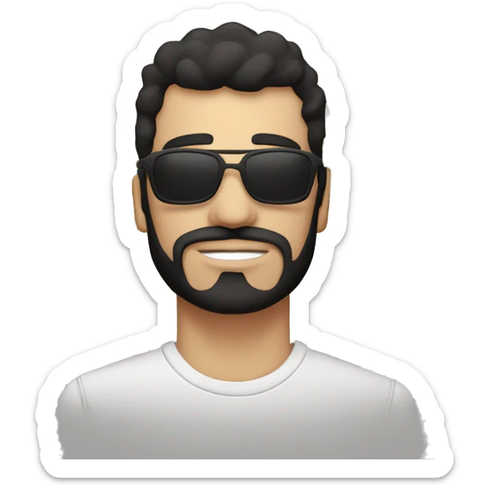 hombre blanco, con pelo negro largo pero no tanto, ojos marrones. remera negra y con cannabis sticker