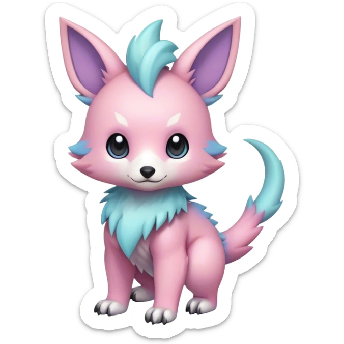 Adorable colorful chibi pastel edgy fantasy animal hybrid Fakemon full body sticker